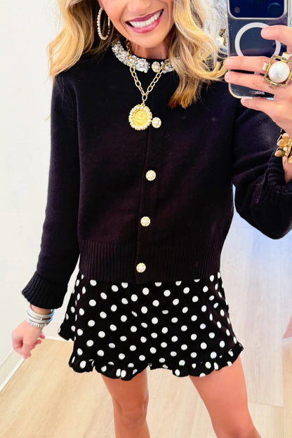 Black Stone Knit Cardigan