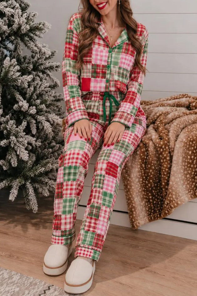 Women's 2-Piece Christmas Plaid Pajama Set