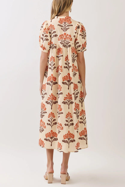 The Fall Time Floral Midi Dress