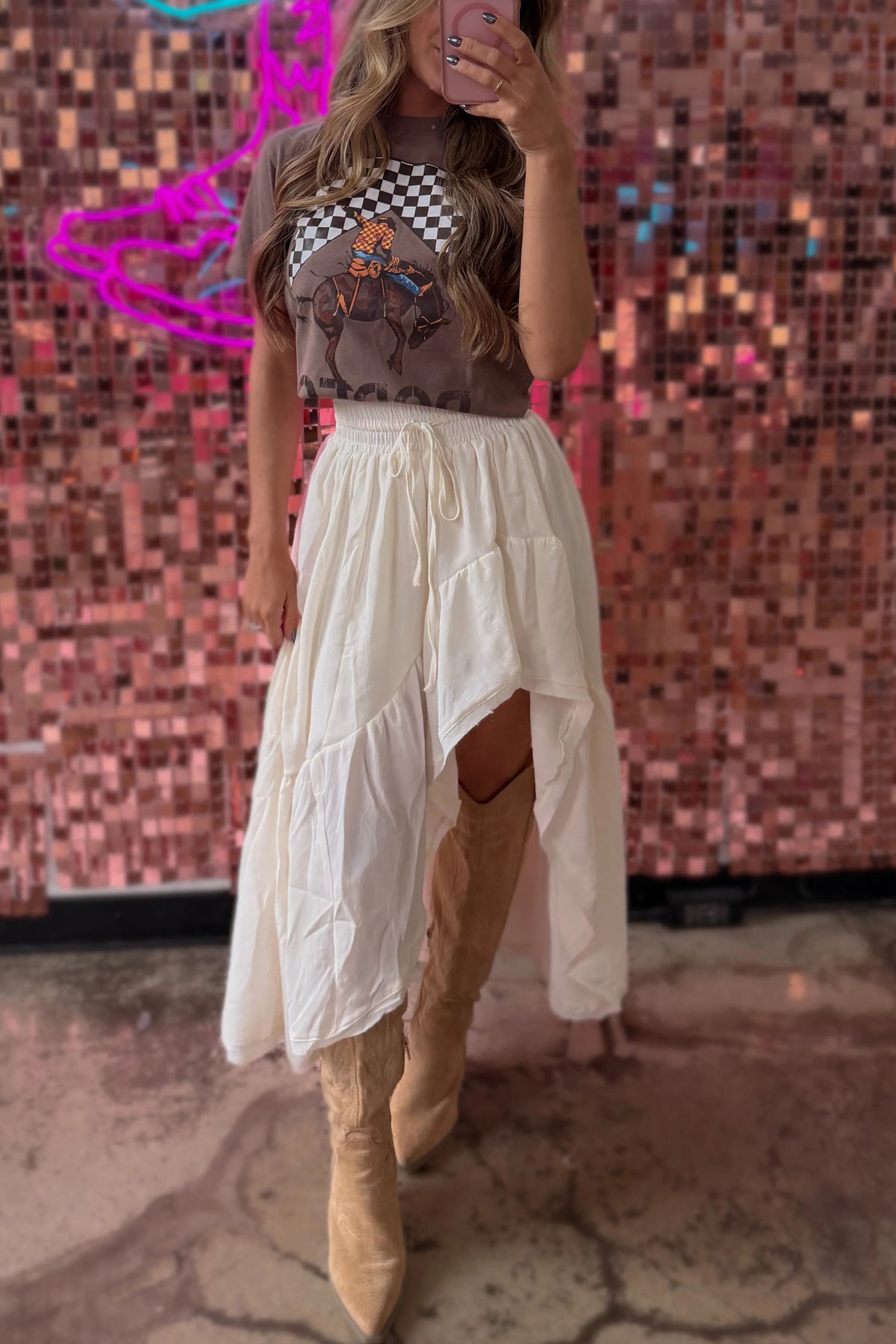 Boho Waves Ruffled Maxi Skirt