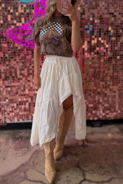 Boho Waves Ruffled Maxi Skirt