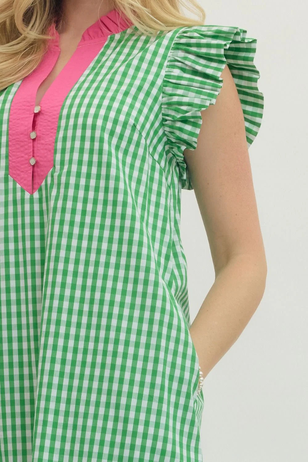 Spring Sweetheart Gingham Midi Dress - Green