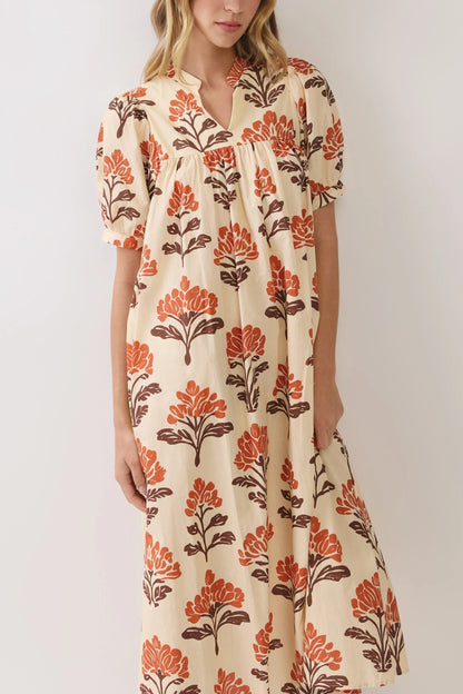 The Fall Time Floral Midi Dress