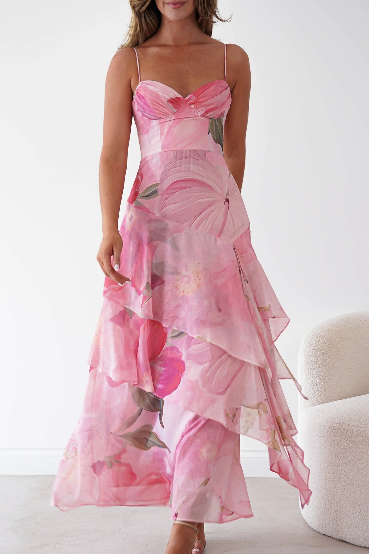Maroma Floral Layered Maxi Dress | Pink