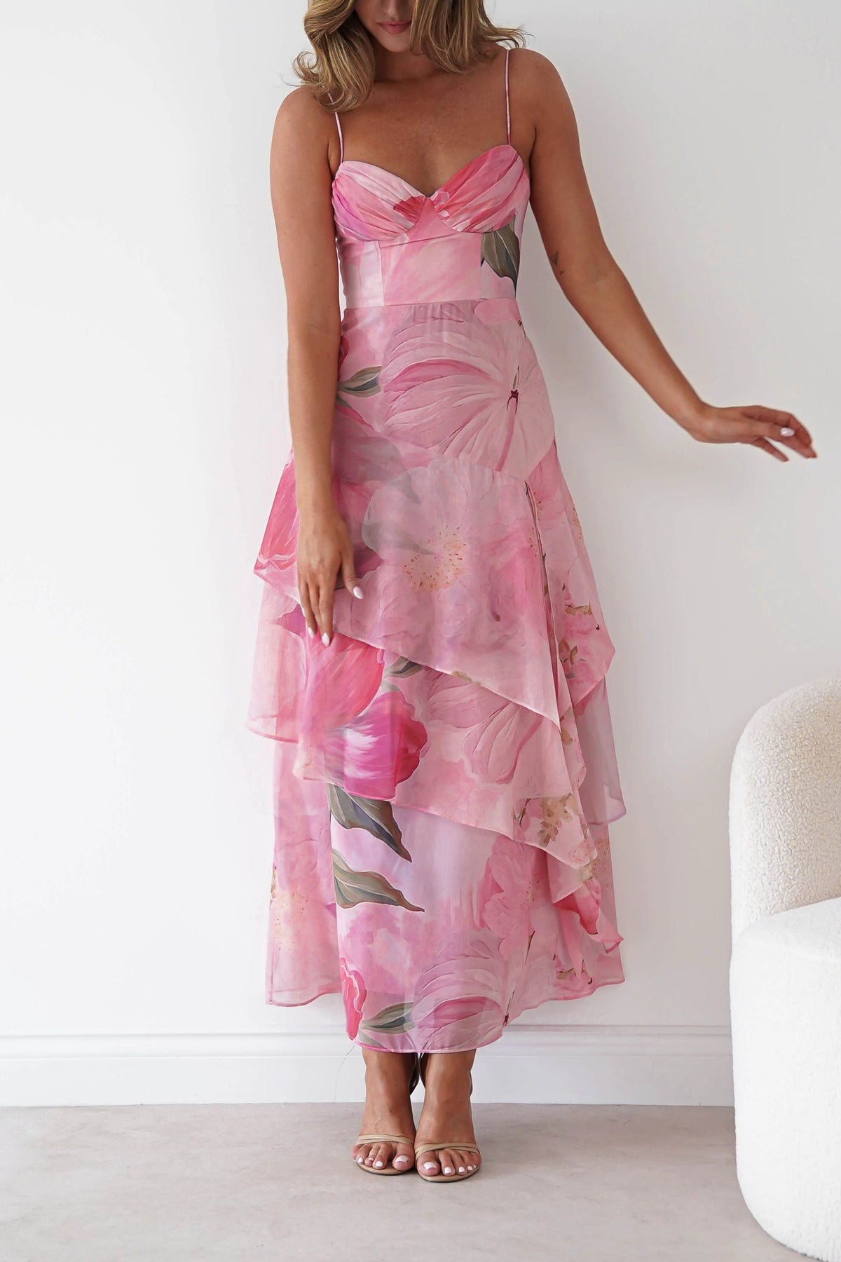 Maroma Floral Layered Maxi Dress | Pink