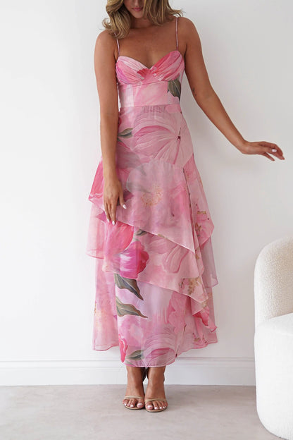 Maroma Floral Layered Maxi Dress | Pink