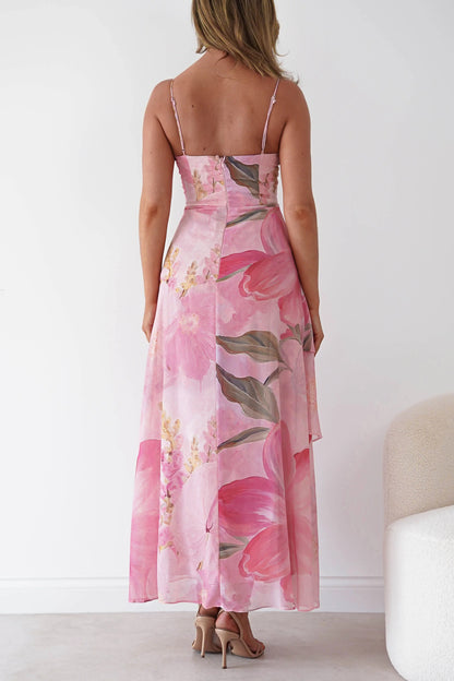 Maroma Floral Layered Maxi Dress | Pink