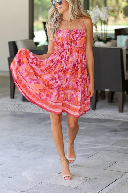 Flamingo Sunset Tiered Dress