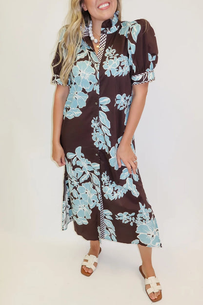 Blue Blossom Floral Shift Midi Dress