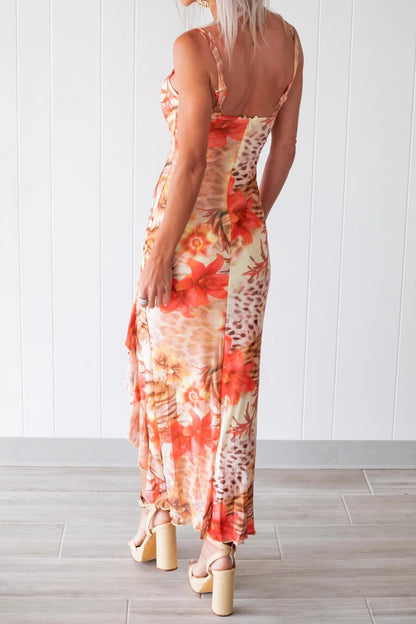 Wild Bloom Ruffle Dress - Yellow/Orange