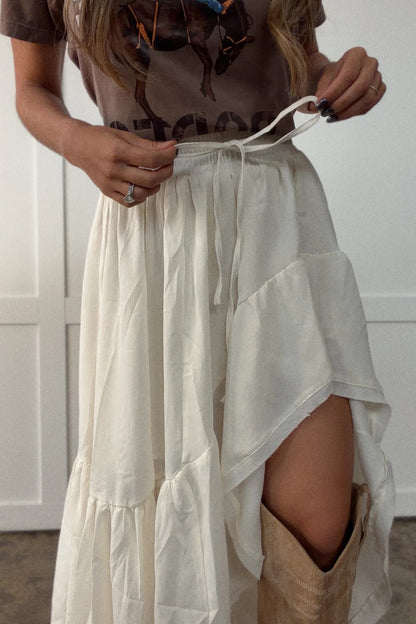 Boho Waves Ruffled Maxi Skirt