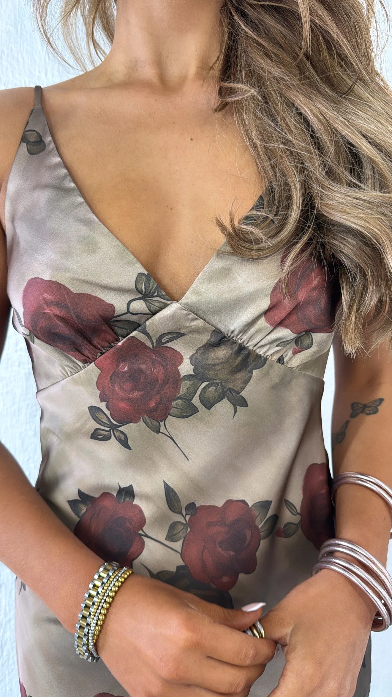 Rosebud Midi Dress, Olive/Taupe