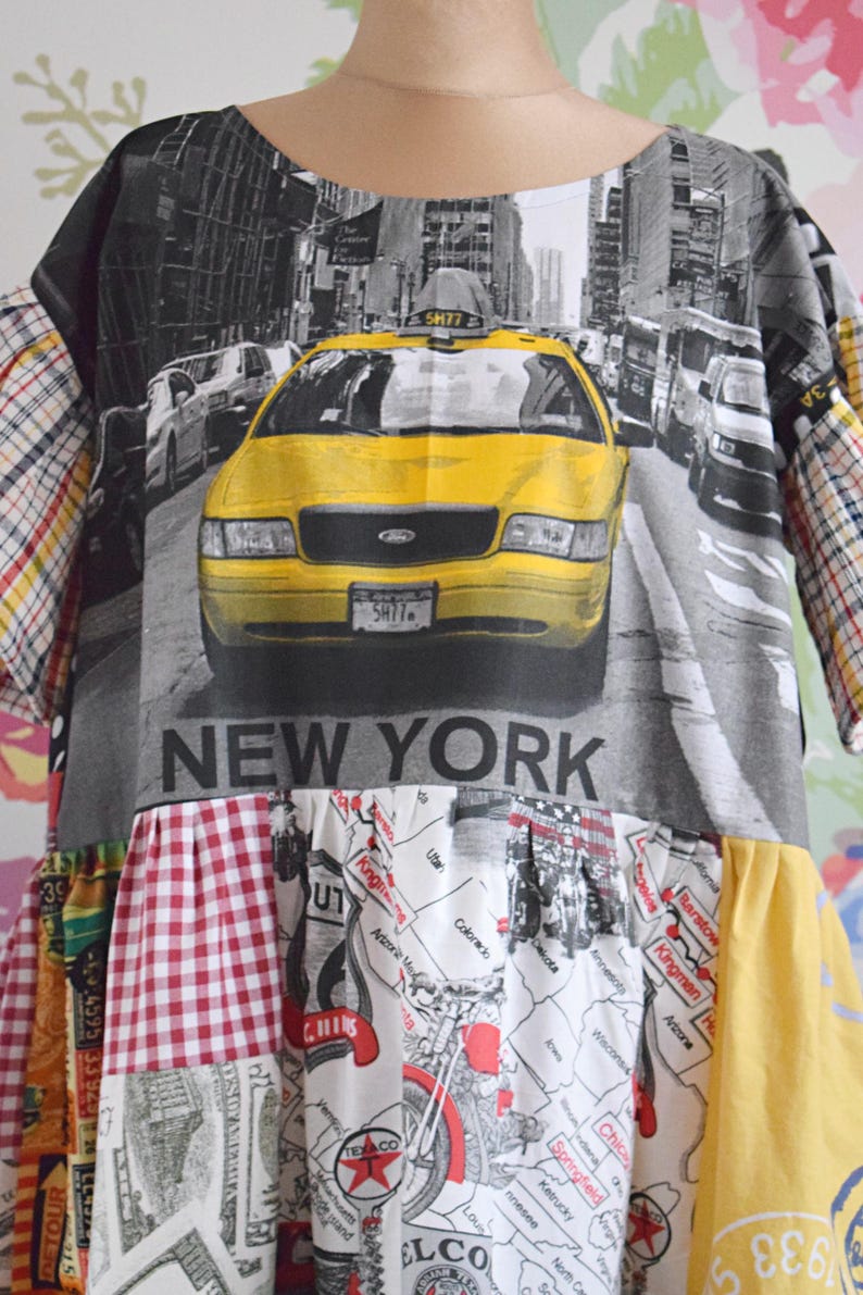 Recycled Dress With A Taxi Pattern