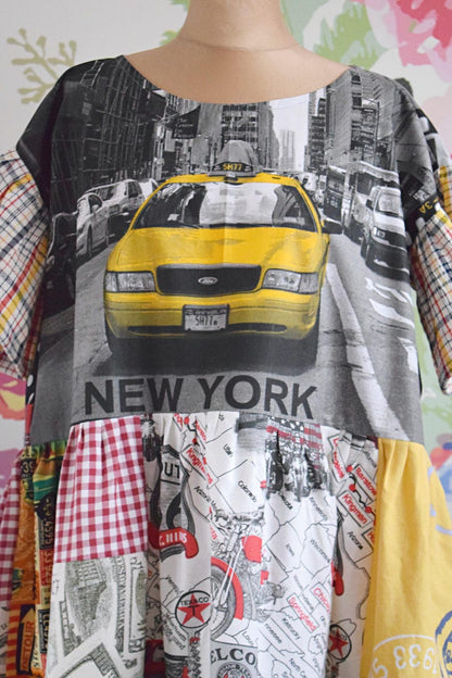 Recycled Dress With A Taxi Pattern