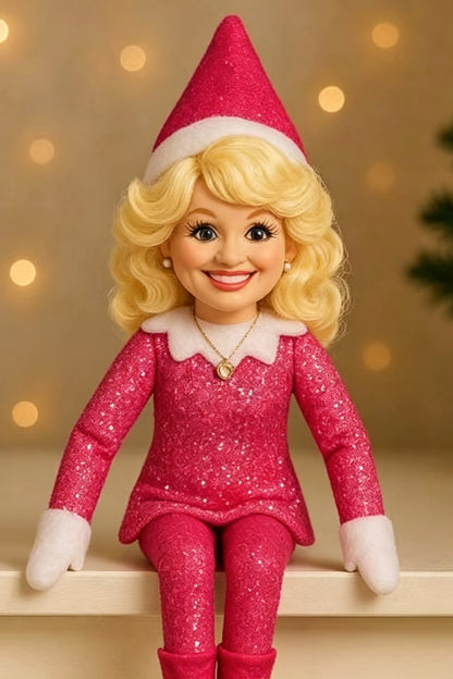 Dolly Parton On A Stoop Christmas Elf Doll