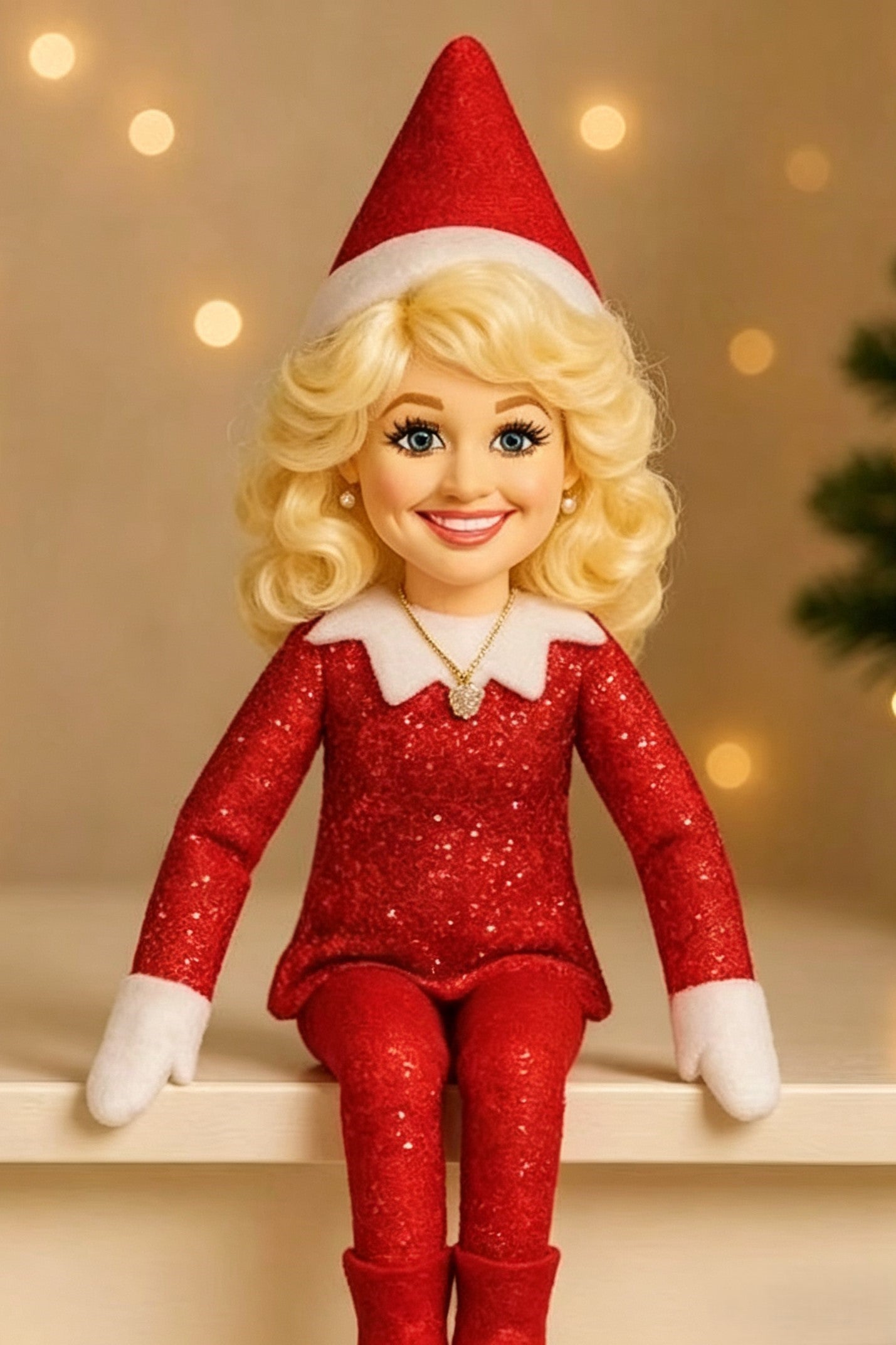 Dolly Parton On A Stoop Christmas Elf Doll