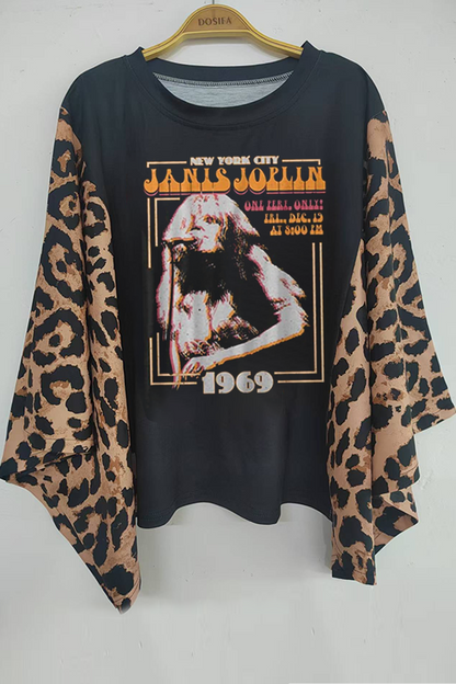 Janis Joplin New York Teen Women's Black Printed T-Shirt (No Patch)