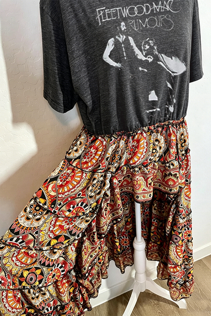 Fleetwood Mac Grey Crewneck Patchwork Top