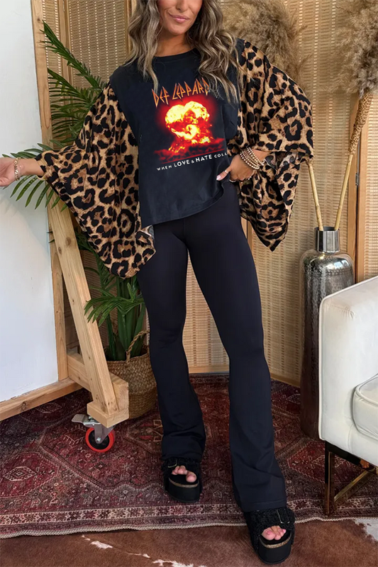 Def Leppard Print Bat Sleeve T-Shirt (No Back Pocket)