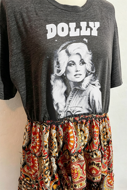 Dolly Grey Crewneck Patchwork Top