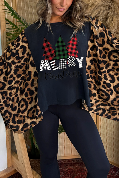 Christmas Print Bat Sleeve T-shirt (no Back Pocket)