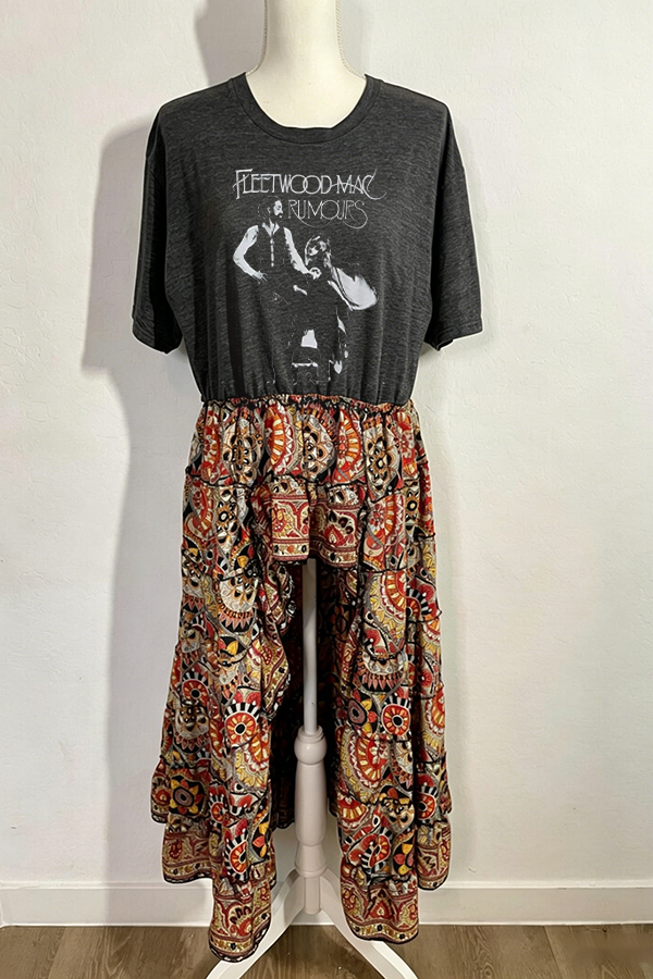 Fleetwood Mac Grey Crewneck Patchwork Top