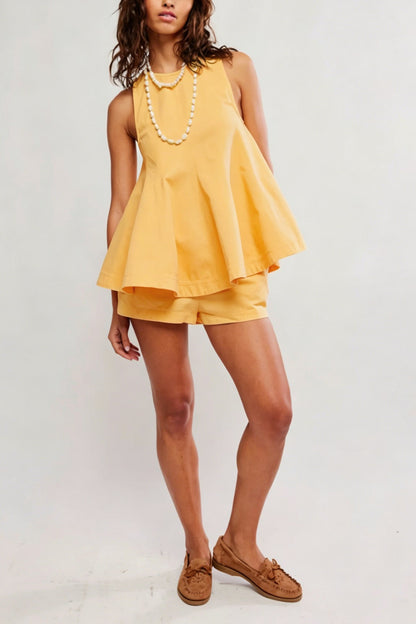 Fashion Casual Loose Sleeveless Denim Shorts Set