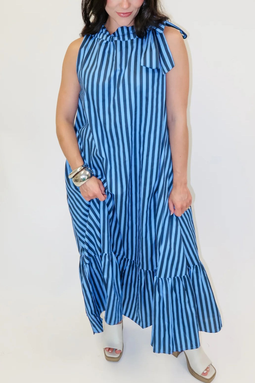 Along The Way Stripe Midi Dress