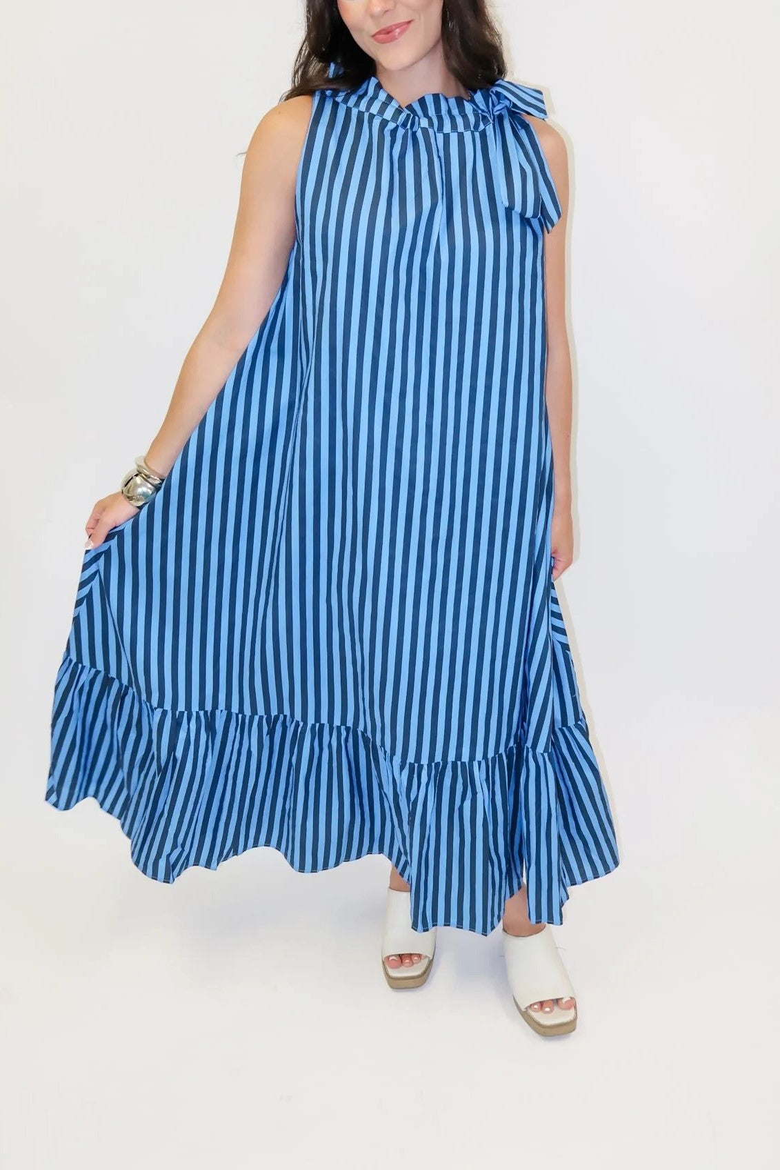 Along The Way Stripe Midi Dress