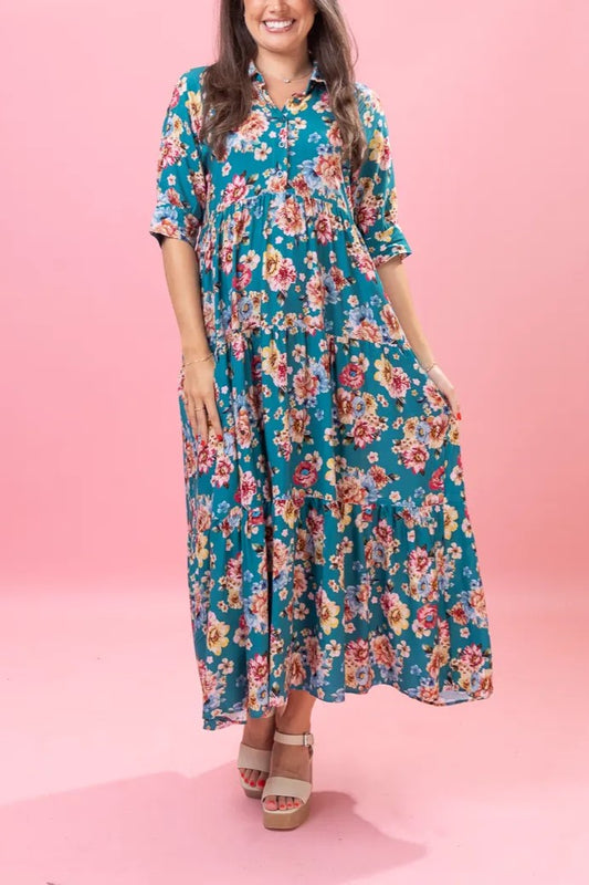 Floral Tiered Maxi Dress by DD Design