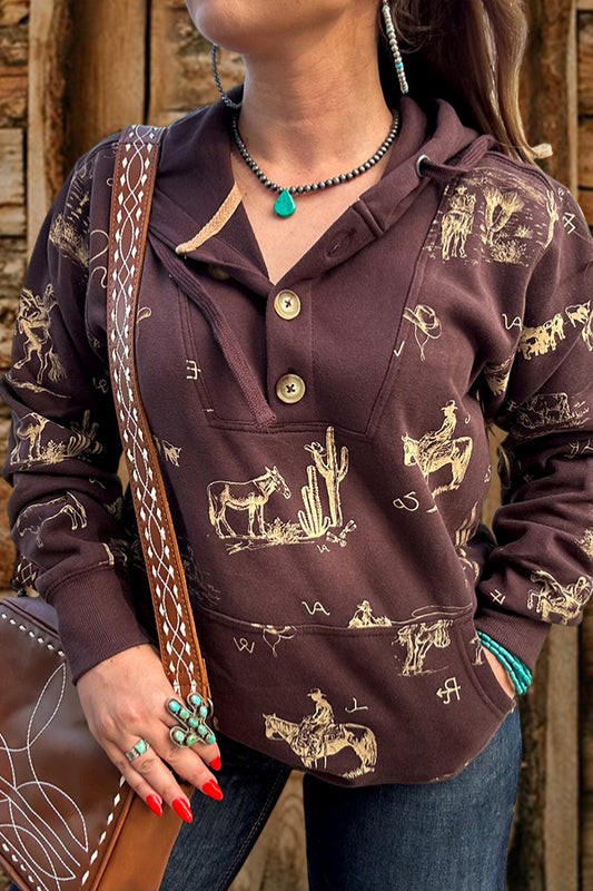 Sweat à capuche boutonné Wild West 