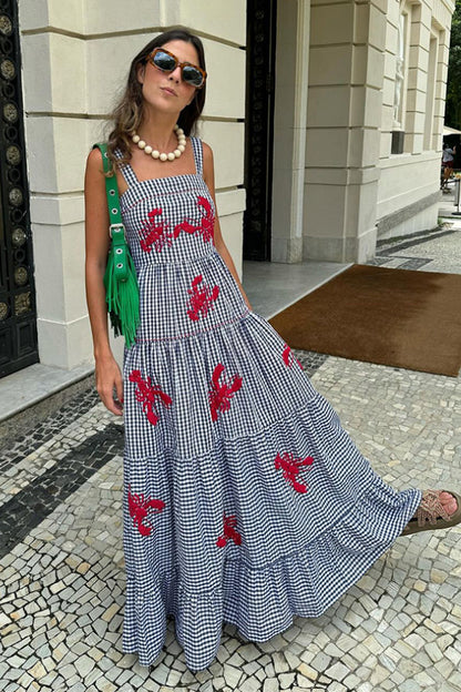Robe longue à carreaux de homard