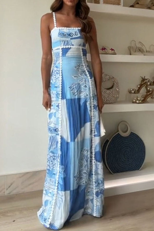 Robe de vacances dos nu à bretelles imprimée 