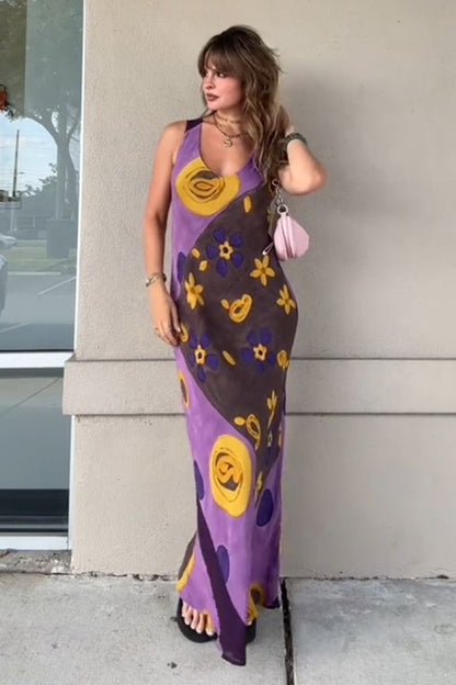 Robe débardeur à col en V avec motif graffiti artistique