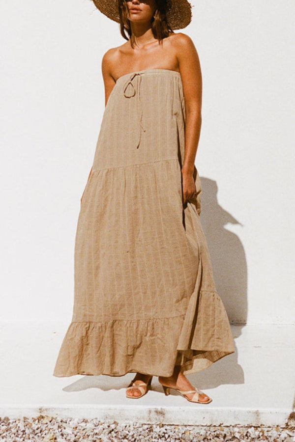 Robe drapée à cordon de serrage style vacances