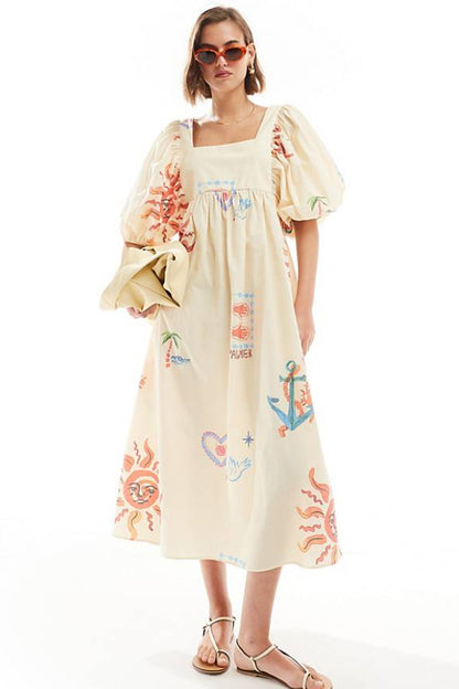 Robe mini à manches bouffantes et poches