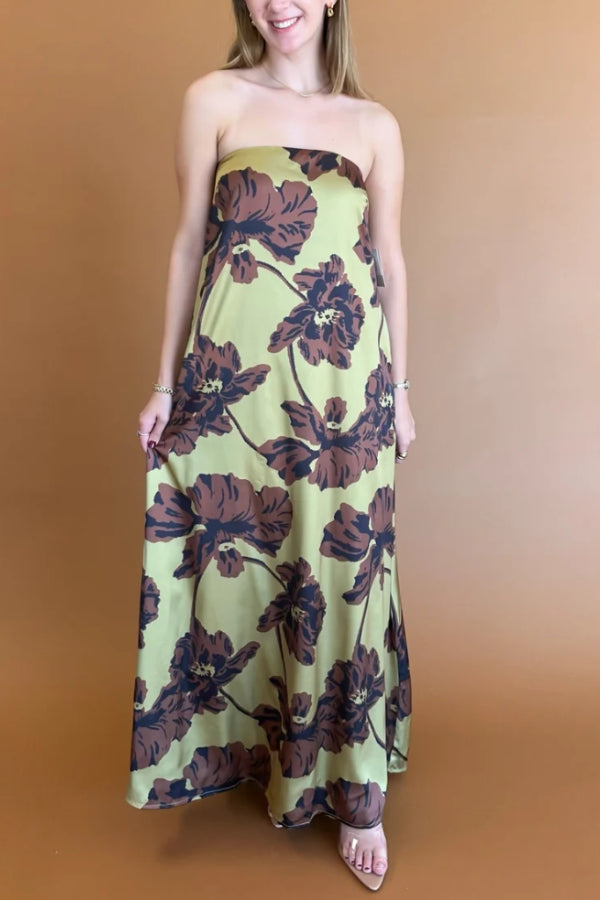 Elliot Strapless Maxi Dress- Olive