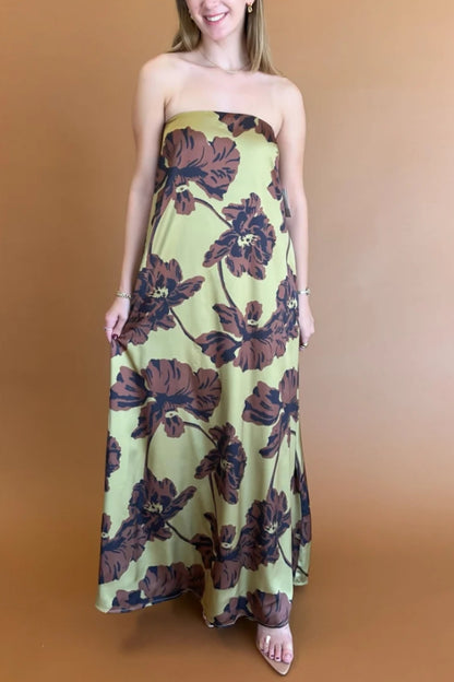 Elliot Strapless Maxi Dress- Olive