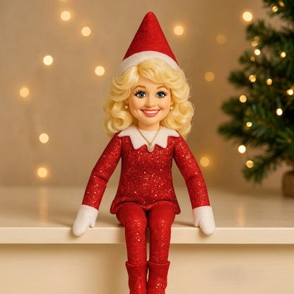 Dolly Parton On A Stoop Christmas Elf Doll
