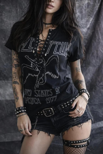 Led Zeppelin Lace-Up Band Tee