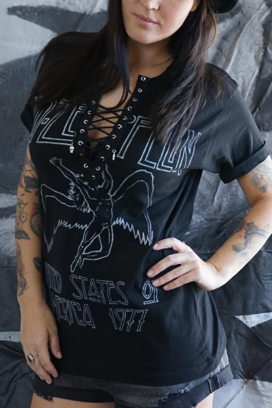 Led Zeppelin Lace-Up Band Tee