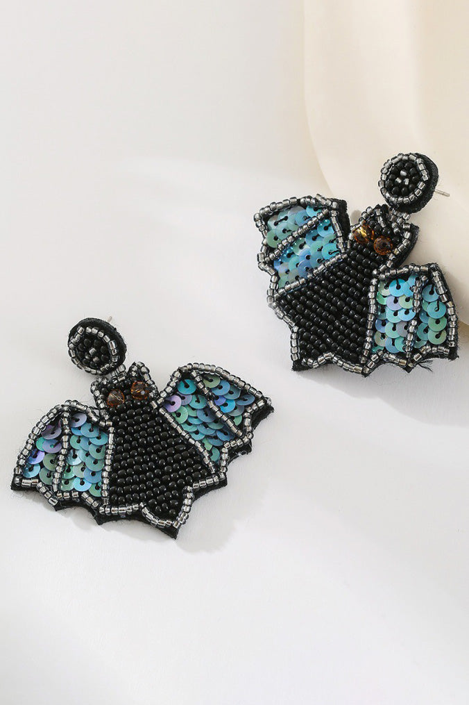 Bat Seed Bead And Sequin Earrings