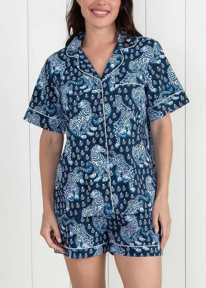 Ensemble short à manches courtes pour femme à imprimé animal
