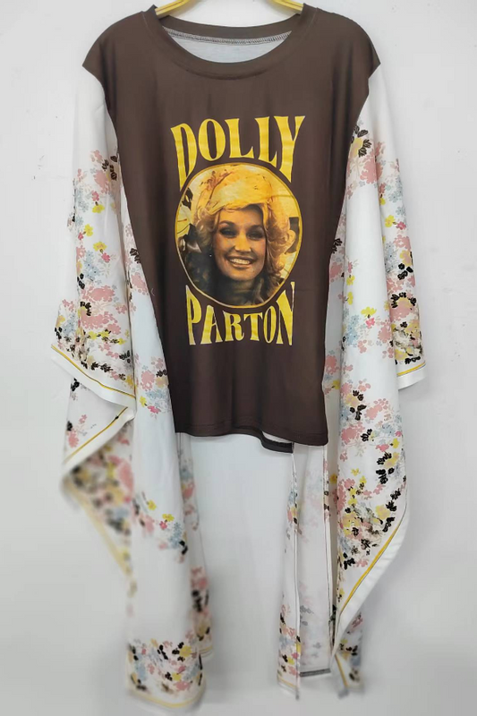 Dolly Parton Printed Batwing Sleeve T-Shirt (No Back Pocket)