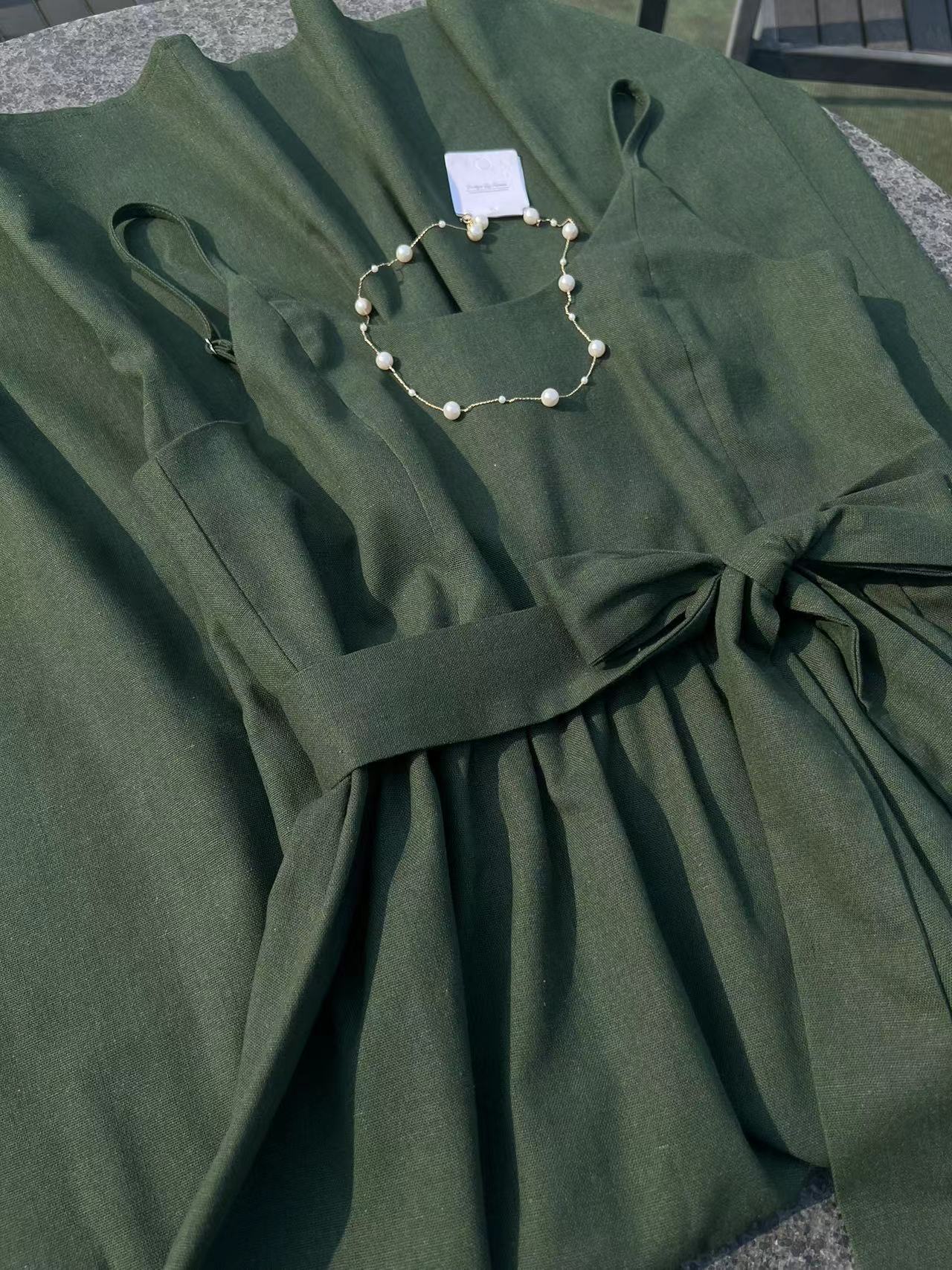 Robe nuisette décontractée en lin Atrovirens 