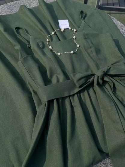 Robe nuisette décontractée en lin Atrovirens 