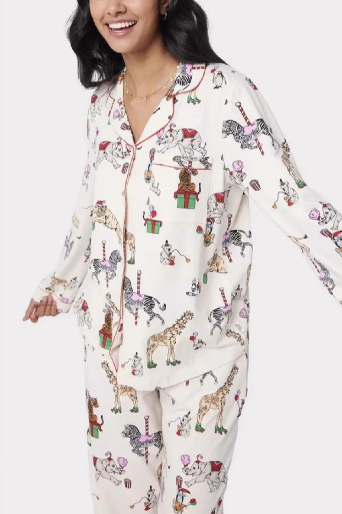 Women's Christmas Print Long-Sleeved Trousers Set