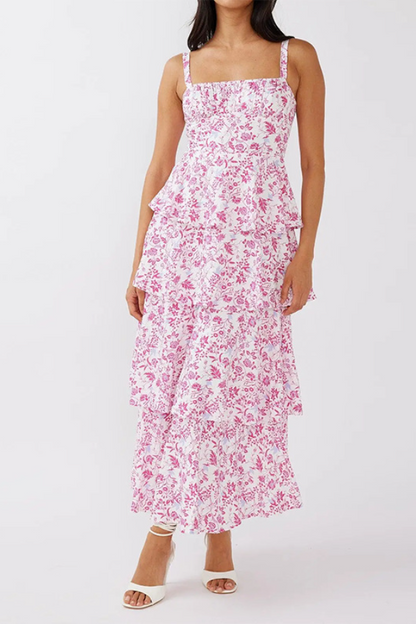 Floral Ruffled Flowy Midi Dress