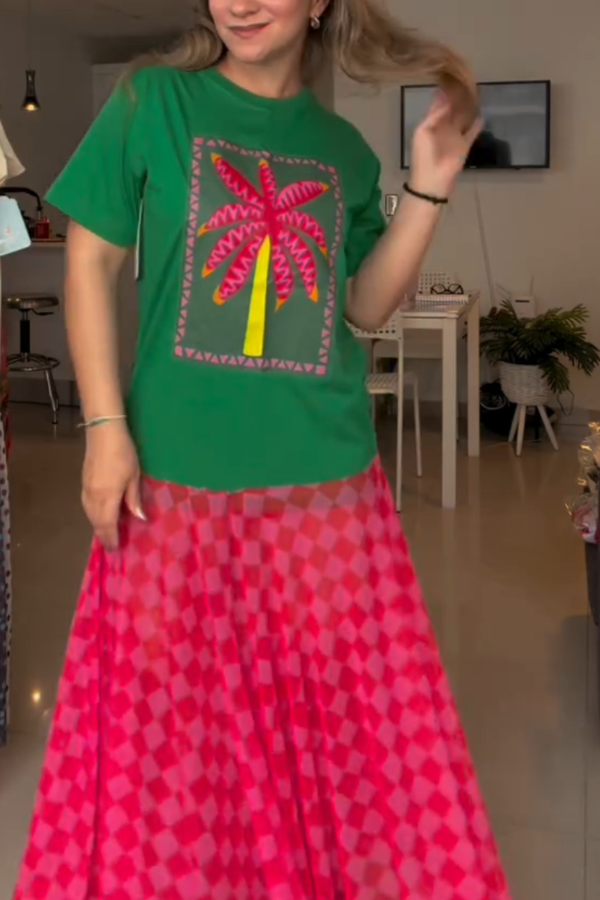 Coconut Tree Print Recycled Dress
