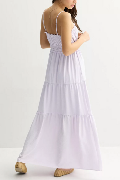 Juniors' Mary & Mo Airflow Tiered Maxi Dress